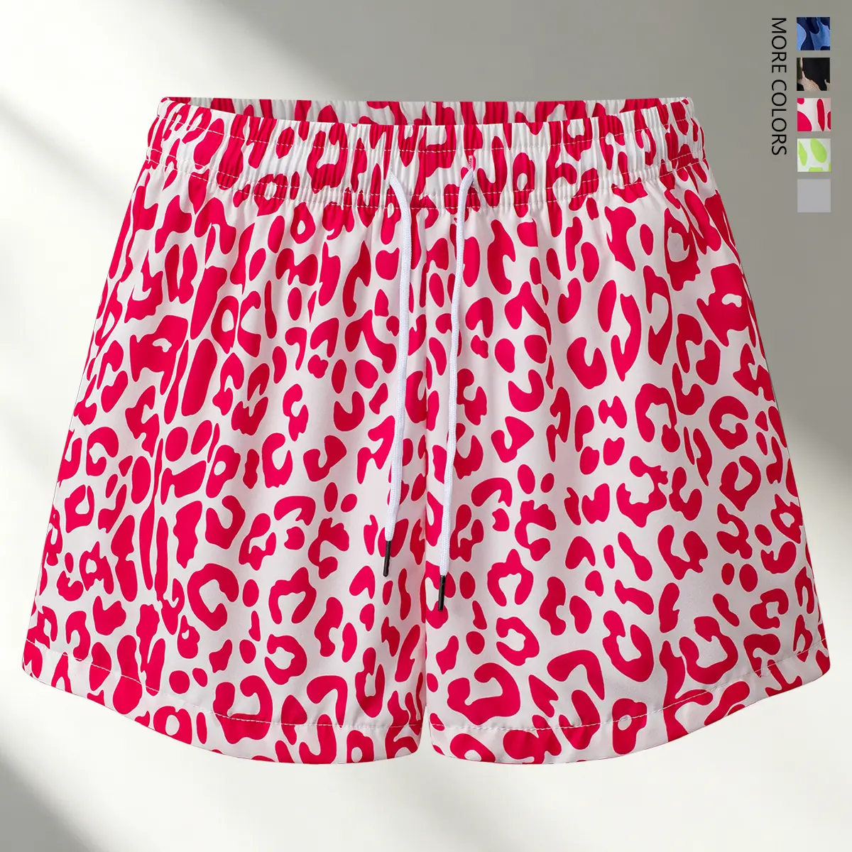 Fashionable casual athletic shorts: Pink leopard print energy shorts featuring a playful mid-rise, wild vibe that injects plenty of vitality into outfits. Summer sports shorts, breathable fitness shorts, casual athletic shorts, trendy fitness apparel. sum