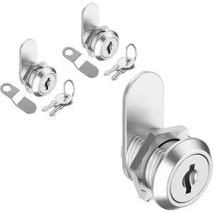 2 Pack Cabinet Locks with Keys, 5/8" Cam Lock Keyed Alike, Mailbox Lock Replacement Secure File Drawer Tool Box RV Door, Zinc Alloy