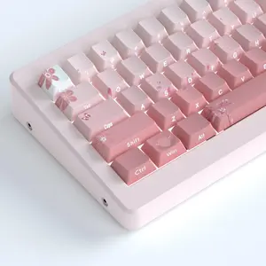 PBT Keycaps Cherry Blossom Keycap Set - Custom Side Print  Keycaps,135  Gradient DoubleShot  Key caps Cherry Profile Keyboard Key caps for Mechanical Keyboards