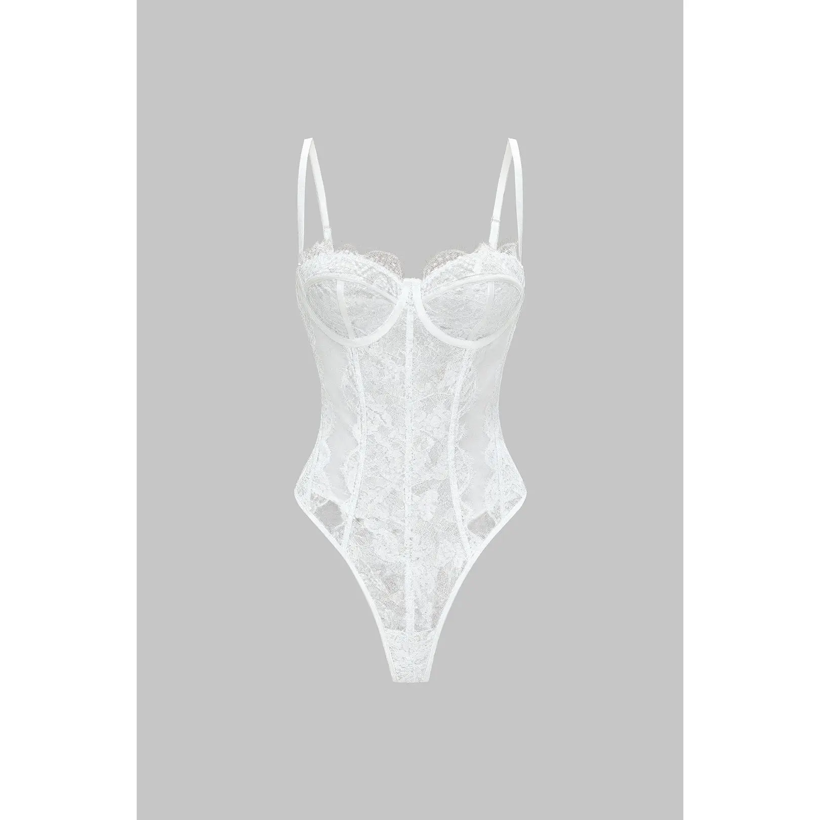 Mesh Sheer Patchwork Bustier Corset Slip Sleeveless Bodysuit