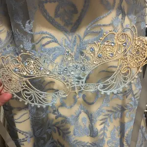 Ana Lace Mask - Light Blue & Gold