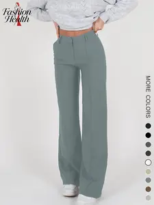 Women's Fashionable Comfortable Straight Leg Patchwork Pants, Spring Summer European Style Sporty Long Trousers, Outdoor Leisure Wear