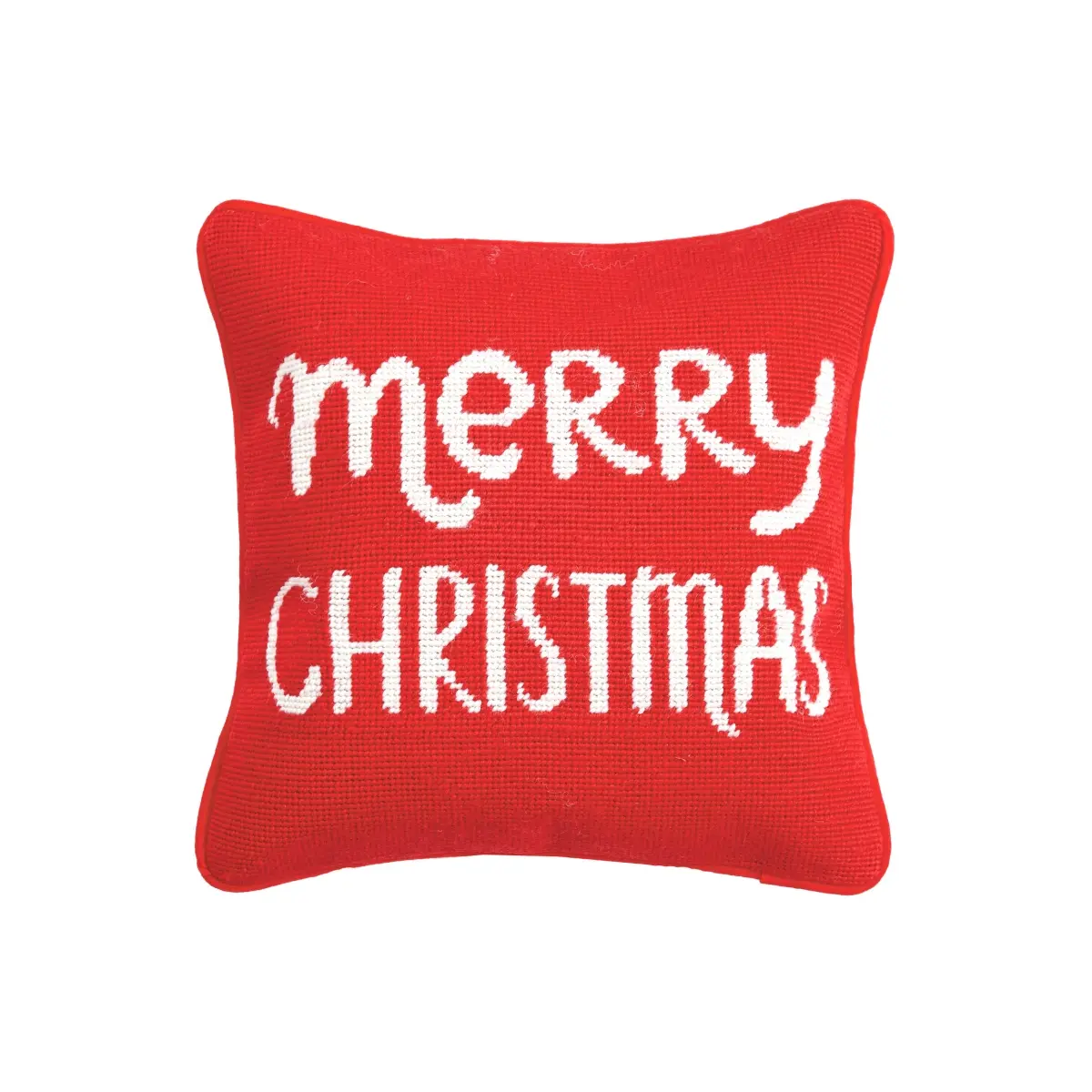 Peking Handicraft 31JES193C12SQ 12x12 in Needlepoint Pillow, Holiday Decorations with Christmas Text & Merry Message