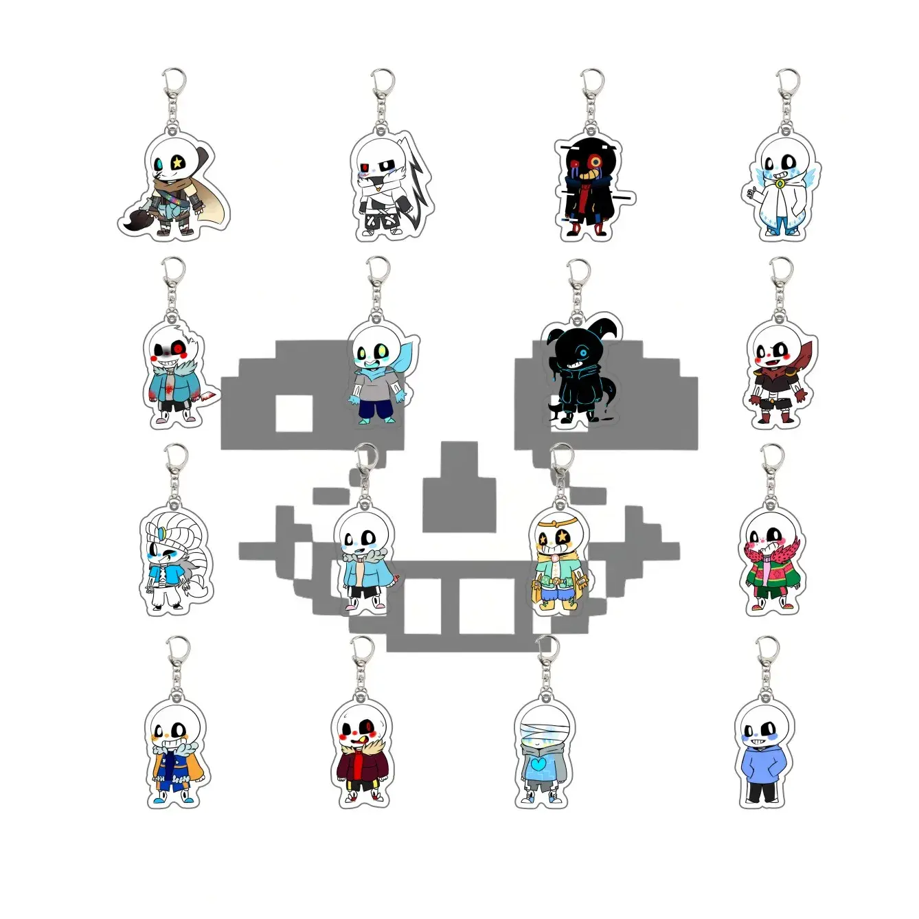 Undertale Acrylic Keychain, Chibi Skeleton Sans & Papyrus Charm