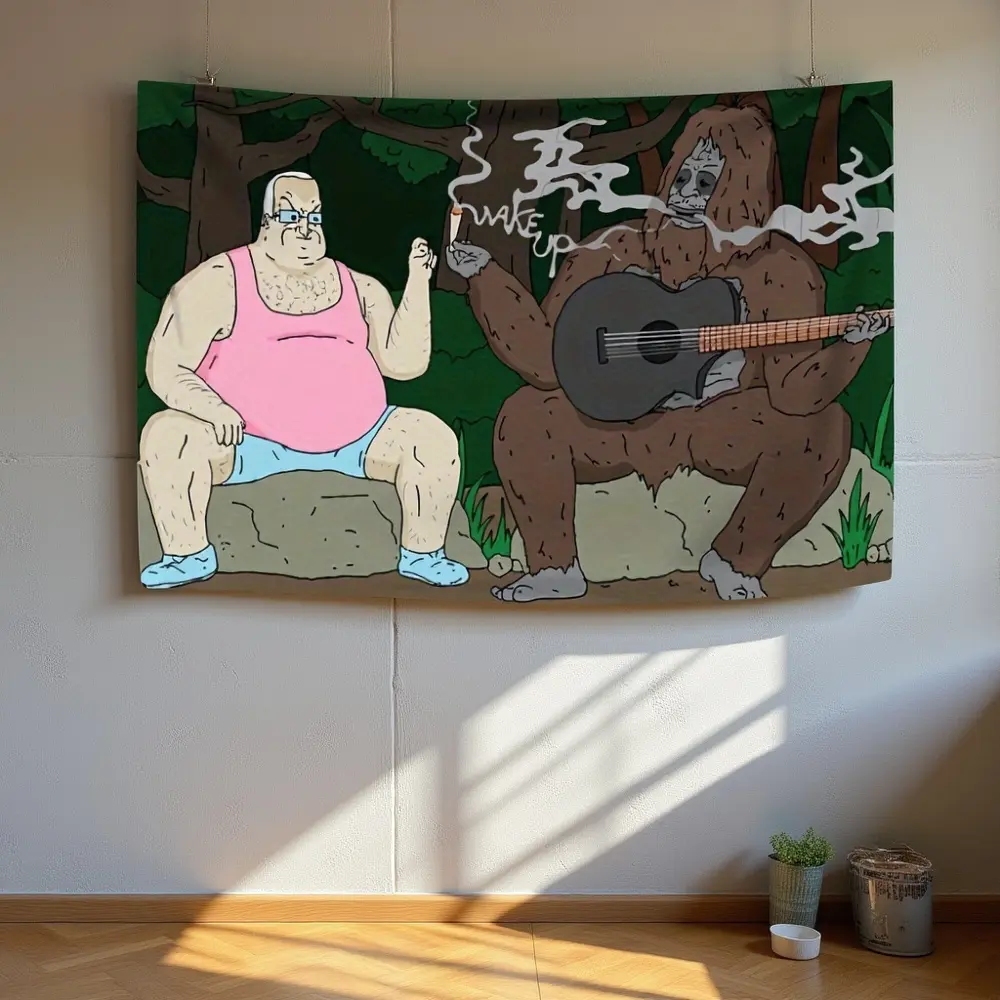 Cartoon humorous animal comic flags printed on polyester material, suitable for wall hangings in living rooms, bedrooms, offices, bars and party venues.