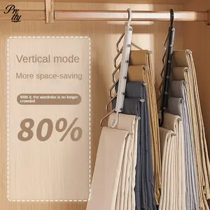Funky 6 In 1 Multifunctional Stainless Steel Pants Hanger Set Foldable Seamless Non Slip Design Ideal for Hanging Drying Clothes Organizer Household Items Unique Sentimental Ideas