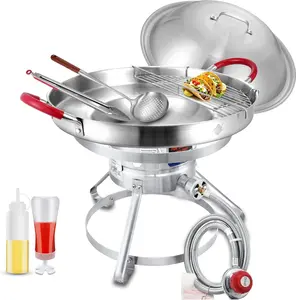 ARC 37000 BTU Stainless Steel Single Burner Propane Stove and 20" Mexican Comal Griddle Pan,7Pcs Discada Disc Cooker, Large Cookware Set for Outdoor Cooking