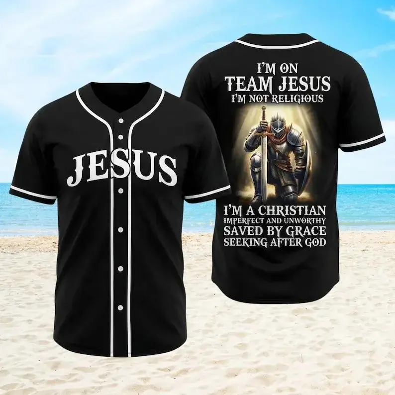 Jesus Baseball Jersey Christian Religious Faith Men Women Gift