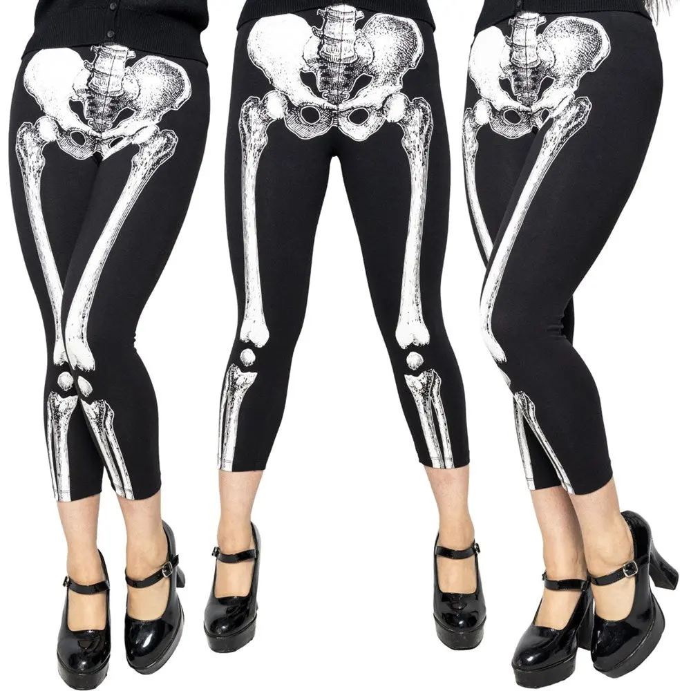 Skele-Bone White Capri Leggings Soft Womenswear