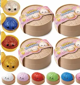 Mystery Dumpling Squishy Stress Ball, Jumbo Rainbow Mystery Squishy Bun Sensory Toys for Anxiety Relief Fidget, Soft Squeeze Toys for Adults & Kids with Food Steamer Stretchy Desk Toys Classroom Prizes & Party Favors