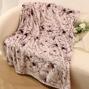 RoseKind Purple Flower Super Soft Throw Blanket Lightweight Fuzzy Cozy Blankets for Sofa Chair Bed Ideal Gift for Lovers Women Men Friends Pets,Cloud Soft Knit for Instant Cool Relief