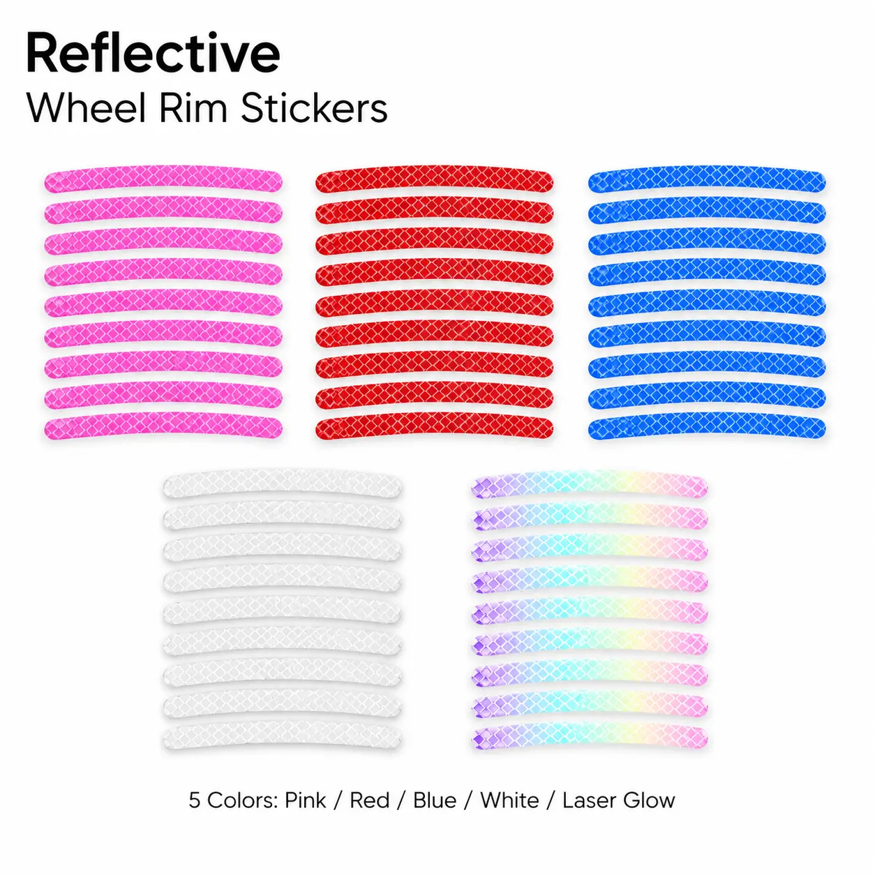 Slipuf Laser Reflective Wheel Rim Stickers - Diamond Pattern Glow in the Dark Reflective Tape, Decorative Visibility Decals for Motorcycles, Universal Automotive Exterior Accessory Strips, Multiple Colors