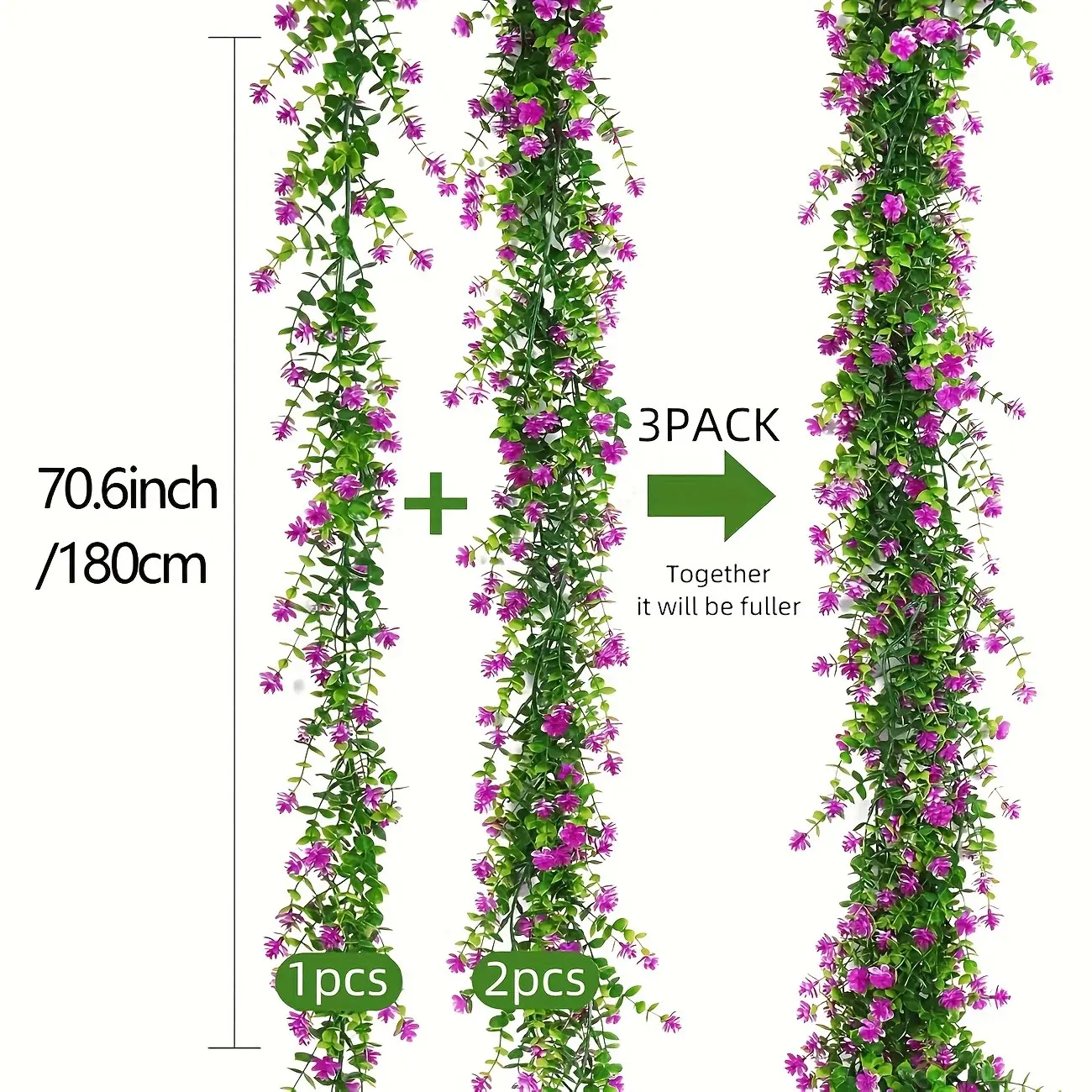 3 Pcs Artificial Eucalyptus Wreaths Fuchsia Green Leaves Hanging Fake Flowers for Wedding Arch Home Wall Decor All Season Thanksgiving Christmas Festival Decoration