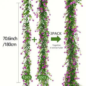 3 Pcs Artificial Eucalyptus Wreaths Fuchsia Green Leaves Hanging Fake Flowers for Wedding Arch Home Wall Decor All Season Thanksgiving Christmas Festival Decoration