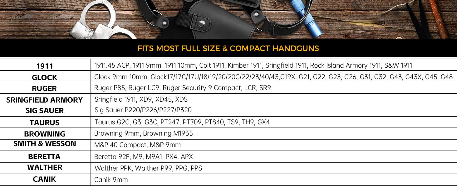 Shoulder Holster for Concealed Carry Adjustable Leather Shoulder Holster with Double Magazine Pouch, Fits 1911, Glock 17/19/23 and Most Similar Size Pistols, for Right Hand Use Shoulder Holster for Concealed Carry Adjustable Leather Shoulder Holster with Double Magazine Pouch, Fits 1911, Glock 17/19/23 and Most Similar Size Pistols, for Right Hand Use