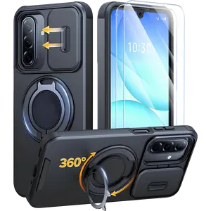 Phone Case for Samsung Galaxy A17 A16 A37 A36 A56 A57 5G with Ring Holder Stand, Slide Camera Cover, 2 Pack Screen Protectors, Dual Layer Shockproof Magnetic Compatible Protective Phone Cover Rugged Full Body Case