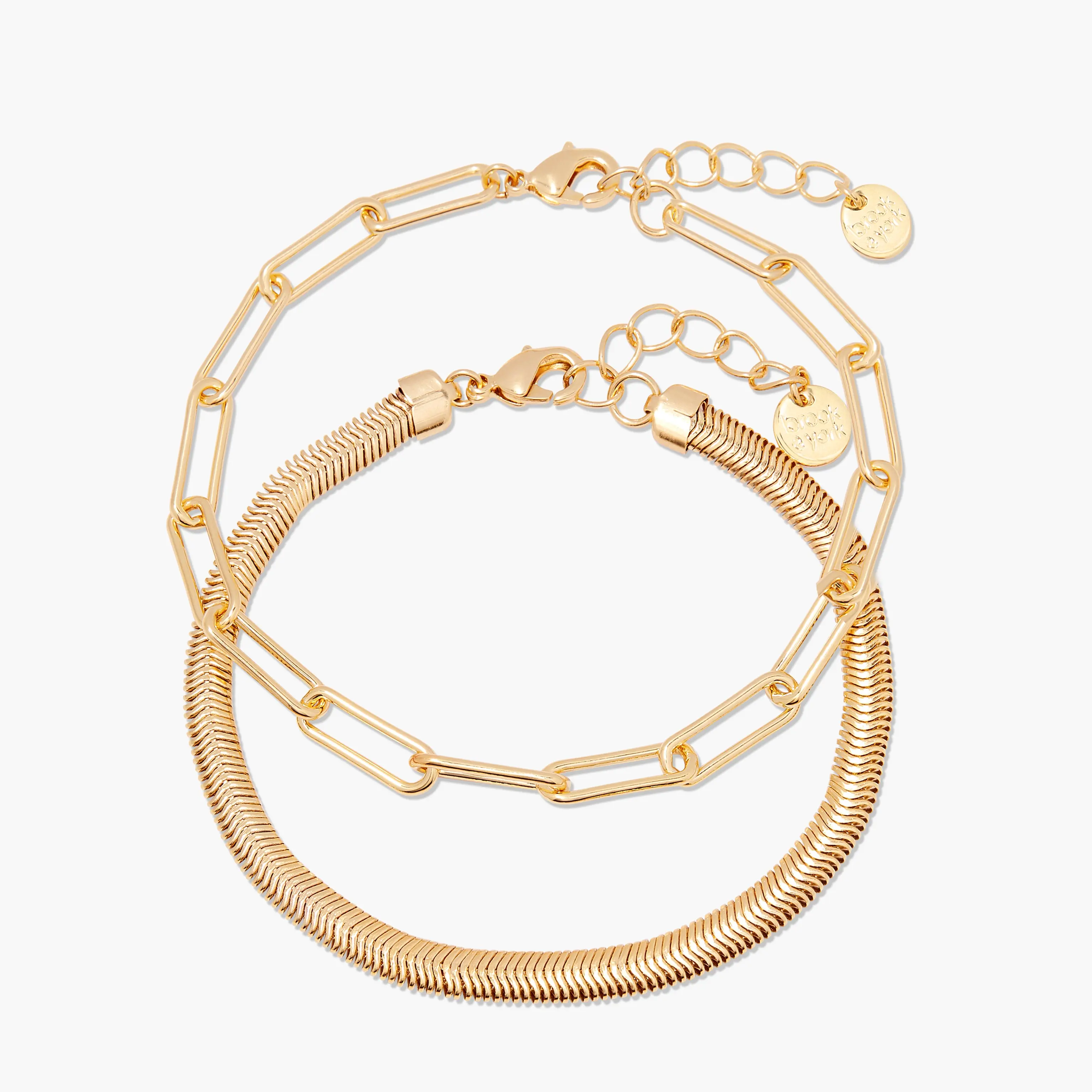 Colette Bracelet Set with Paperclip and Herringbone Chains