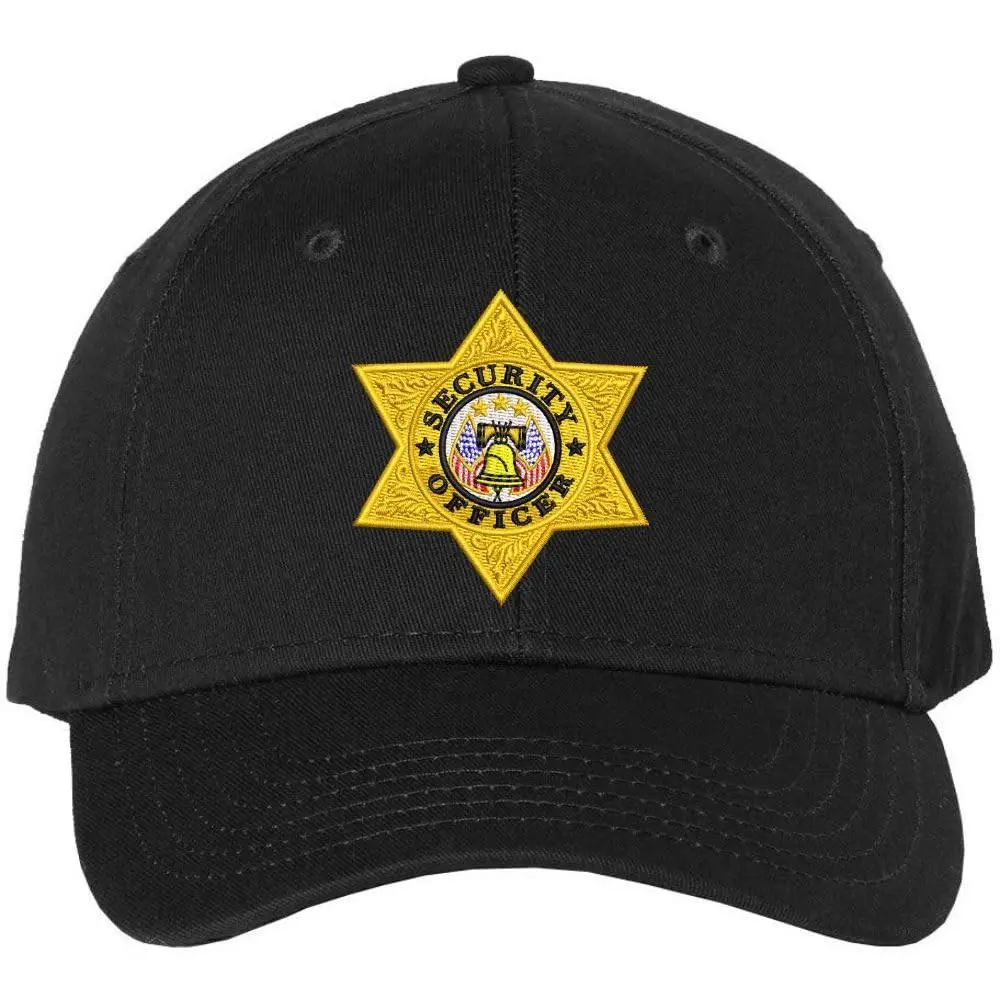 Security Officer Structured Cotton Dad Hat - 6 Panels Unisex Baseball Cap, Embroidered 7-Point Star Badge, Durable Duty Gear for Patrol Duty, Concert Monitoring