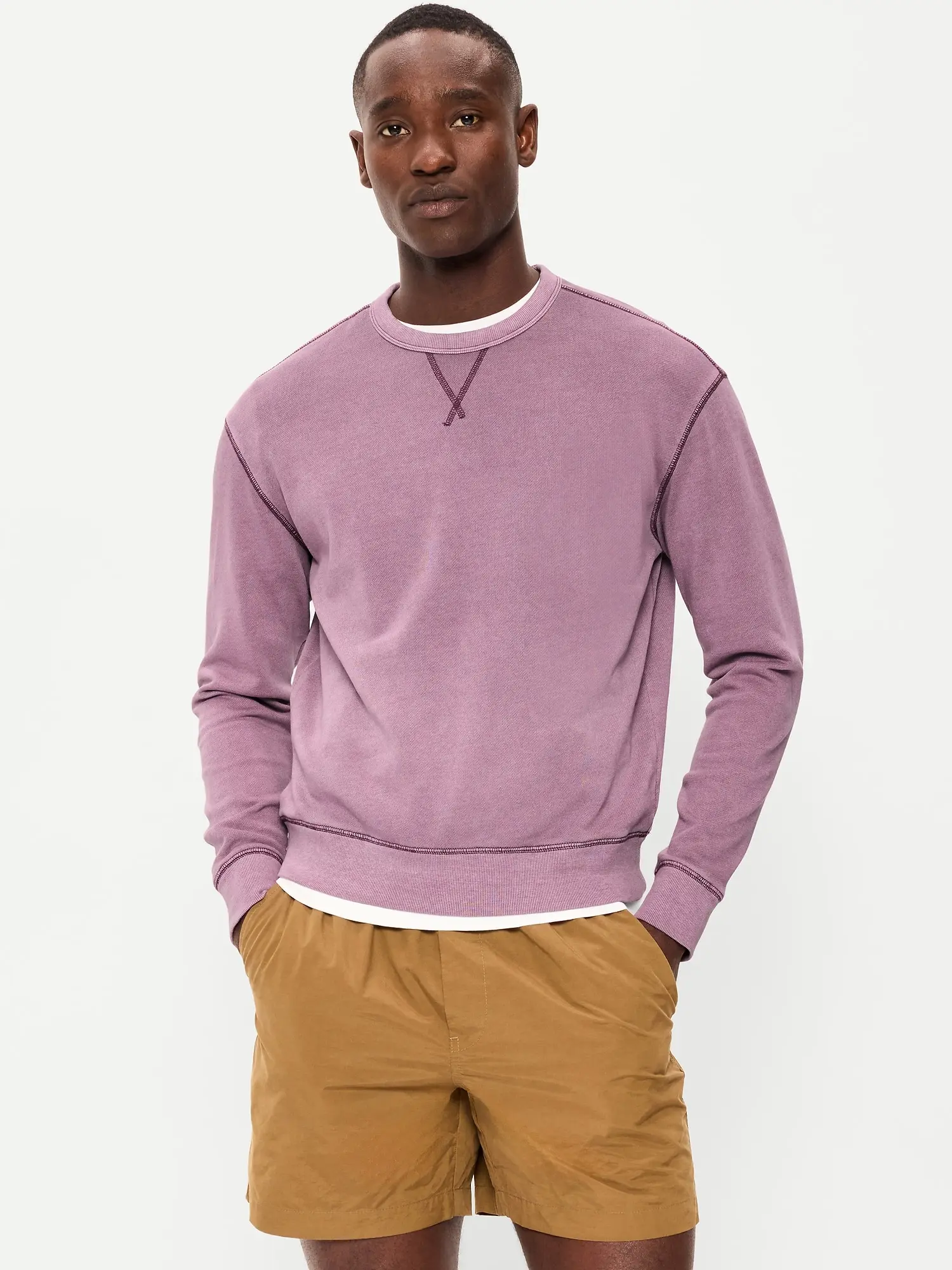 Old Navy Men's Loose Garment-Washed Crew-Neck Sweatshirt