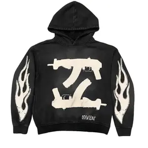 Gothic Men's Hoodie Printed Sweatshirt - Long Sleeve Casual Jumper with Loose Fit for Street wear Style Menswear Tops god apparel Pullover Operator los boyz merch sold designer clothing Gamis Streetwear