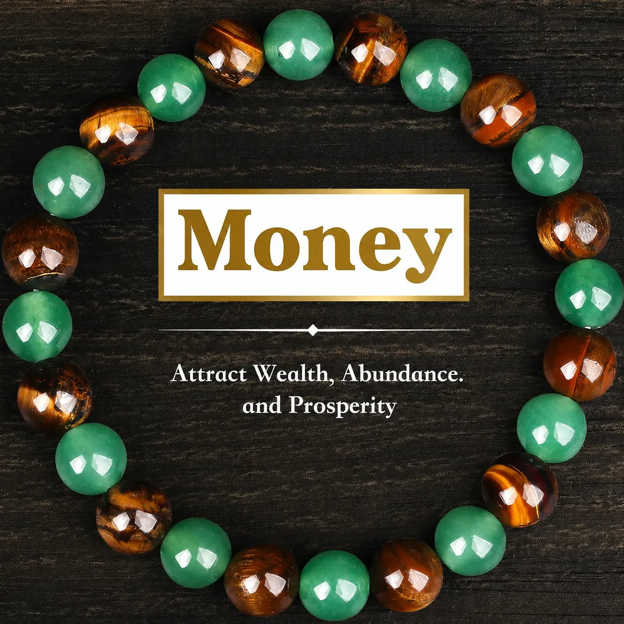 1pc Money Attraction & Protection Bracelet, Tiger Eye & Green Aventurine Natural Bracelet, Fashion Luxury Jewelry, Friendship & Encouragement Gift, Colorblock Beaded Bracelet