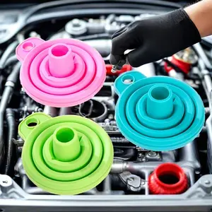 3-Piece Foldable Funnel Set | Space-Saving Flexible Design, Suitable for Car and Motorcycle Oil Changes | Multi-Purpose Liquid Transfer Funnel, Suitable for Cars, Trucks, Engines, Home, Garage, and Workshop