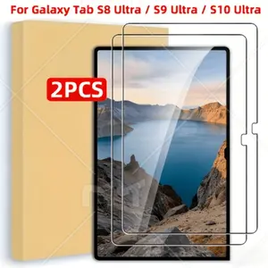 2-piece set suitable for Samsung Galaxy Tab S8 Ultra S9 Ultra S10 Ultra 14.6-inch flat tempered film with 9H hardness, scratch resistant, fingerprint resistant, oil resistant, no white edges, no bubbles