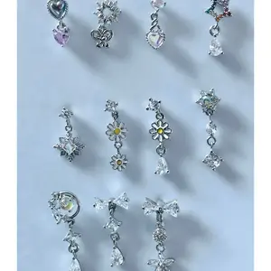 Stainless Steel Silver Dangle Nose Ring 20 Gauge L Rod Stud Elegant Design for Piercing Needs