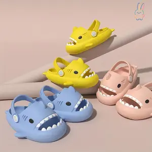 ERT-Cute Cartoon Shark Design House Shoes For Girls, Casual Indoor Walking Slippers, Lightweight Comfortable Anti Slip Sandals Playful Details Adorable Kids Footwear