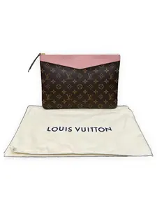 Pre-owned Louis Vuitton Monogram coated canvas with leather flap Small Leather Goods Emilie Wallet Brown monogram canvas with pink leather flap Excellent S013260506011