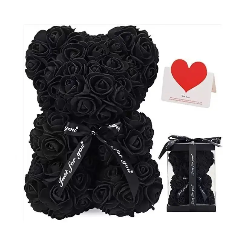 Handmade Realistic Eternal Flower Rose Teddy Bear Gift Set, Artificial Flower Bouquet, Fake Flowers, Artificial Decorative Flowers, Valentine's Day Gift for Girlfriend, Mother's Day Gift for Mom, Artificial Flower Decoration