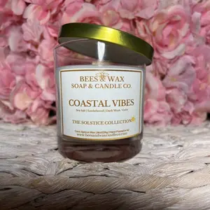 Coastal Vibes Highly Scented Coconut Fragrance Candle - 8 oz Glass Candle with Wooden Wick, Tropical Aroma, Sea Salt, Sandalwood & Dark Musk Scents, Home Decor for Rooms