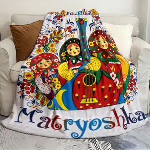 Stylish Blanket Russian Matryoshka Dolls with Balalaika Smooth blanket Flannel blanket stylish warm and lightweight living room bedroom sofa bed picnic blanket