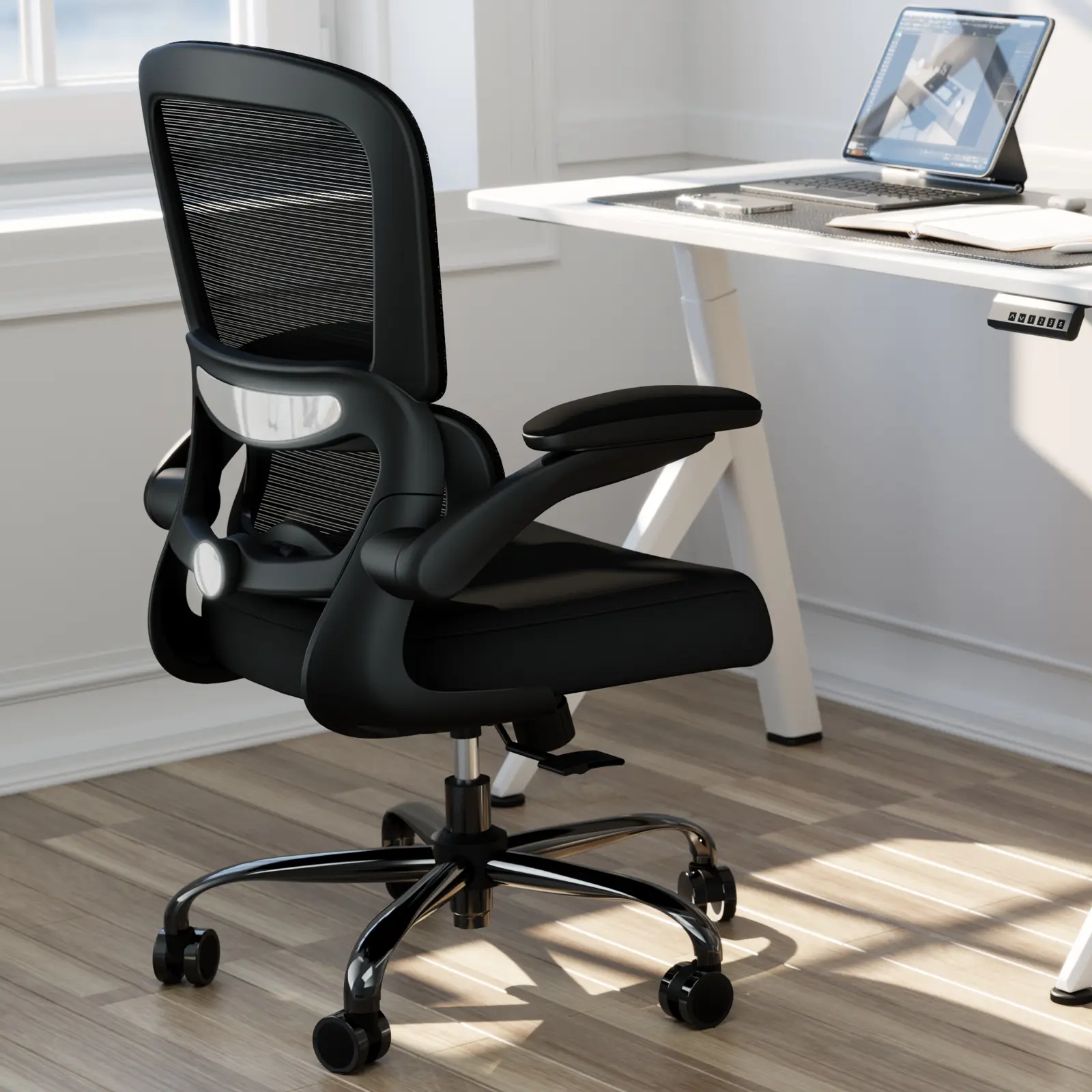 TRALT Office Chair - Ergonomic Desk Chair with Adjustable Lumbar Support, Mesh Computer Chair, Executive Chairs for Home Office Comfortable Lumbar Support (Black)