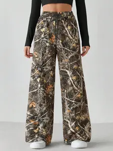 Women's Camo Tree Branches Print Sweatpants, Casual Comfy Trousers for Daily Wear, Ladies Bottoms for All Seasons