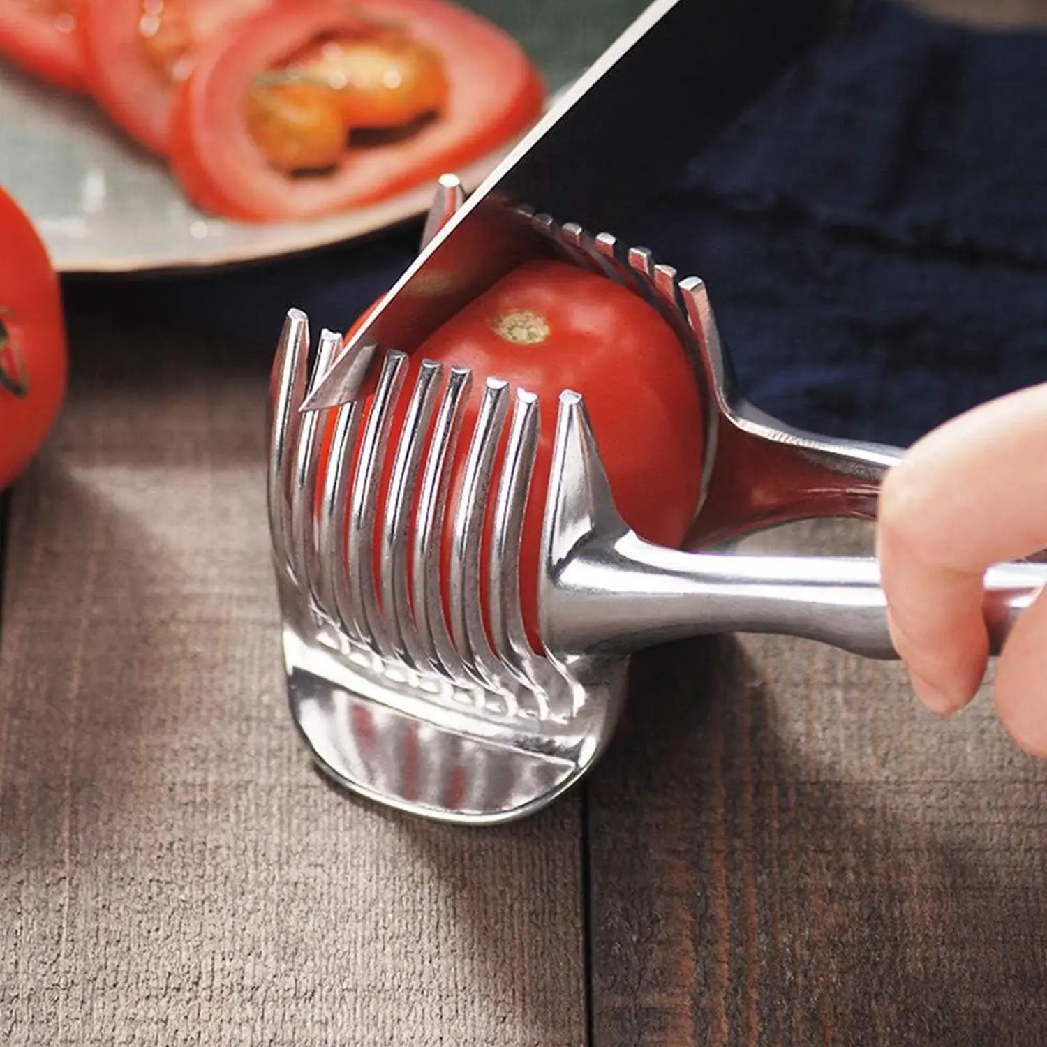 Stainless Steel Lemon Slicer, Food Grade Stainless Steel Blades, Multi-Function Cutting Design, Safety Non-Stick Structure, Easy Operation, Fruit Vegetable Slicer