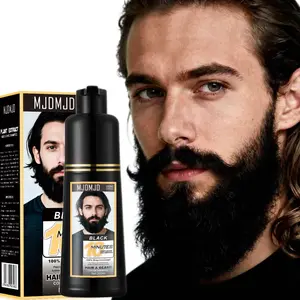 Beard Hair Color Shampoo for Men,Natural Permanent Beard DyeShampoo, Colors Hair in Minutes Long Lasting, 200ml, Black Hair DyeHaircare