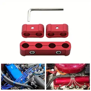 Car modification with three spark plug wire dividers, fixing devices, ignition wire fixing four hole wire clamps, Car Accessory