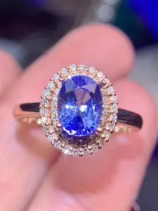 1 PC Gorgeous Blue Cubic Zirconia Ring For Women For Wedding Engagement Party Jewelry Valentine's Day Gift