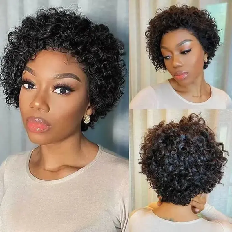 Pixie Cut Wig Human Hair 13x1 Lace Frontal Wigs Human Hair Short Bob Human Hair Wigs Brazilian Water Wave Wigs For Women Lace Front Human Hair Wig