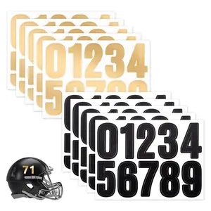 10 Sheet 1.5 in Number Stickers, Black Gold Number Stickers, 0-9 Vinyl Waterproof Numbers for Mailbox, House, Sports, Door, Bin