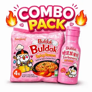 Buldak Ramen + Carbonara Sauce Combo | 5 Pack Korean Spicy Noodles