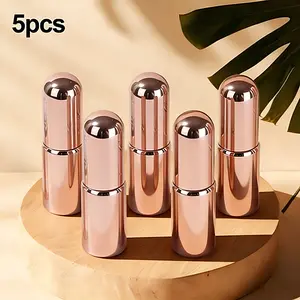 5 stainless steel and glass ball perfume bottles, portable liquid cosmetics sample containers, suitable for travel and hotel use -5ML