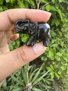Black Obsidian Elephant 1 inch Figurine