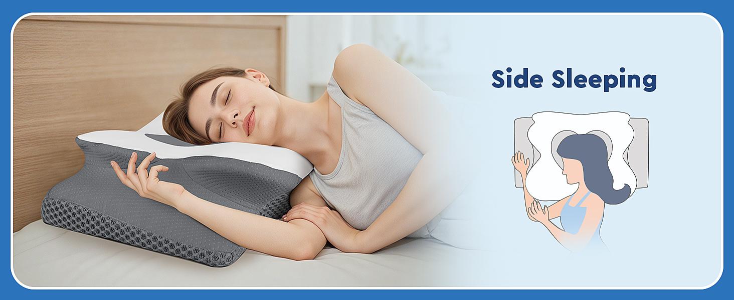 Double-Sided Contoured Cervical Neck Pillow, Adjustable Ergonomic Memory Foam Neck Support Pillow with Cooling Cover, Zoned Design, Extra-Large Armrest & Shoulder Support for Side, Back and Stomach Sleepers, CertiPUR-US Certified, Cervical Support Double-Sided Contoured Cervical Neck Pillow, Adjustable Ergonomic Memory Foam Neck Support Pillow with Cooling Cover, Zoned Design, Extra-Large Armrest & Shoulder Support for Side, Back and Stomach Sleepers, CertiPUR-US Certified, Cervical Support