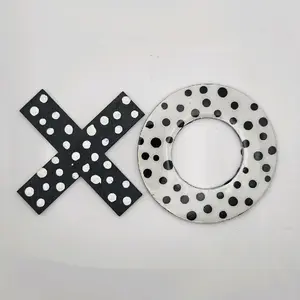 Tic-Tac-Toe- black and white, oversized, polka dot, statement black and white wooden earrings.