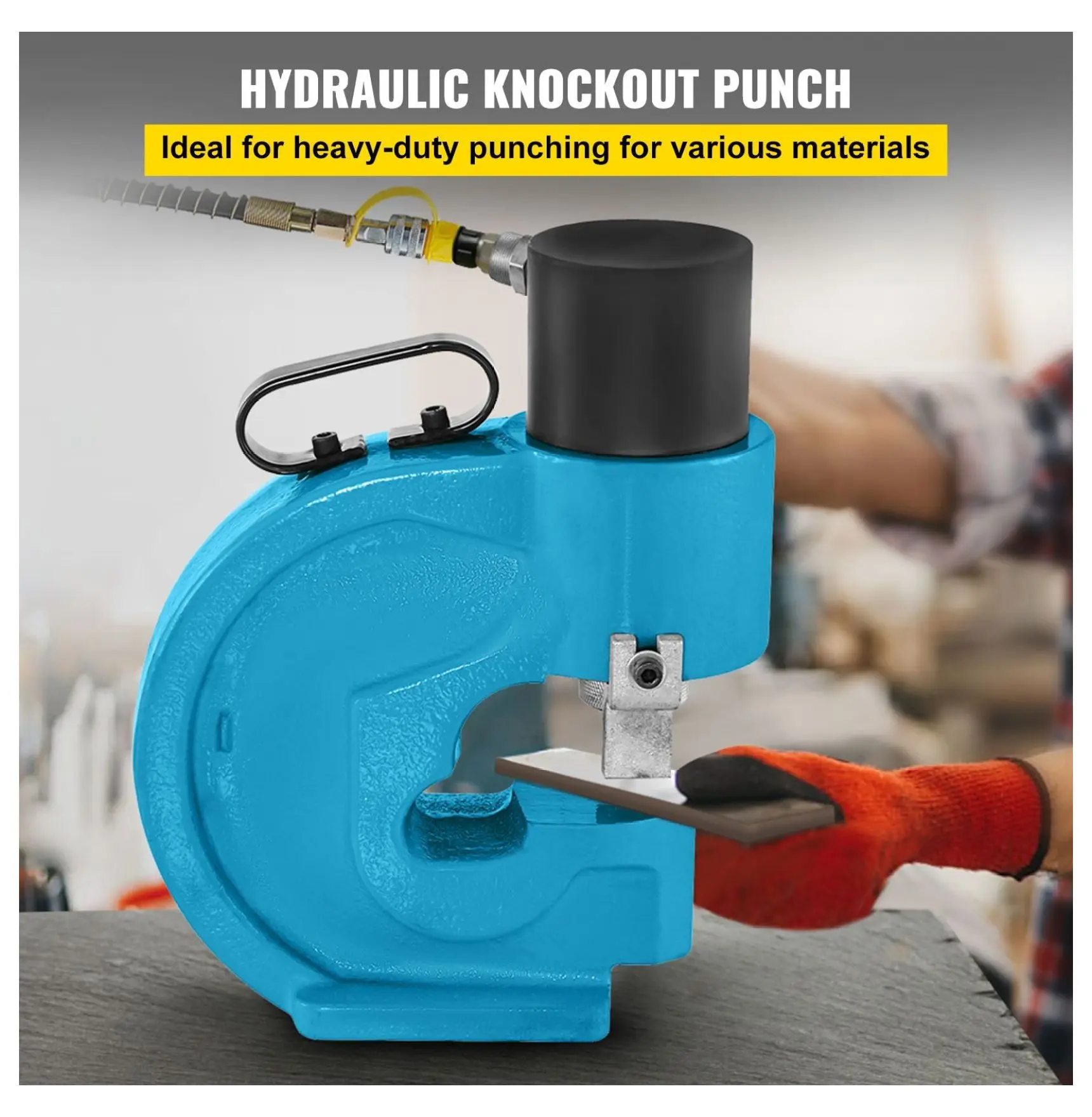 CH-70 Hydraulic Hole Puncher 35T, Metal Punching Tool with 4 Dies, 1/2" Capacity, 4.3" Throat for Iron, Copper, Aluminum, Stainless Steel 35 T