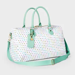 Disco Hearts Wave Softside Duffel Bag White/Teal - Roller Rabbit