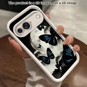 Butterflies under Moon  2D Pattern TPU Phone Case suitable for Google PIXEL 9 8 7 Pro 5G Shockproof Non Slip  Protection Cover Smartphone Casing