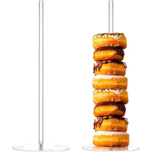 2 Pcs Acrylic Donut Stand for Party 5 Inch Clear Acrylic Bagels Holder Doughnut Dessert Stand Donut Display for Wedding Birthday Party